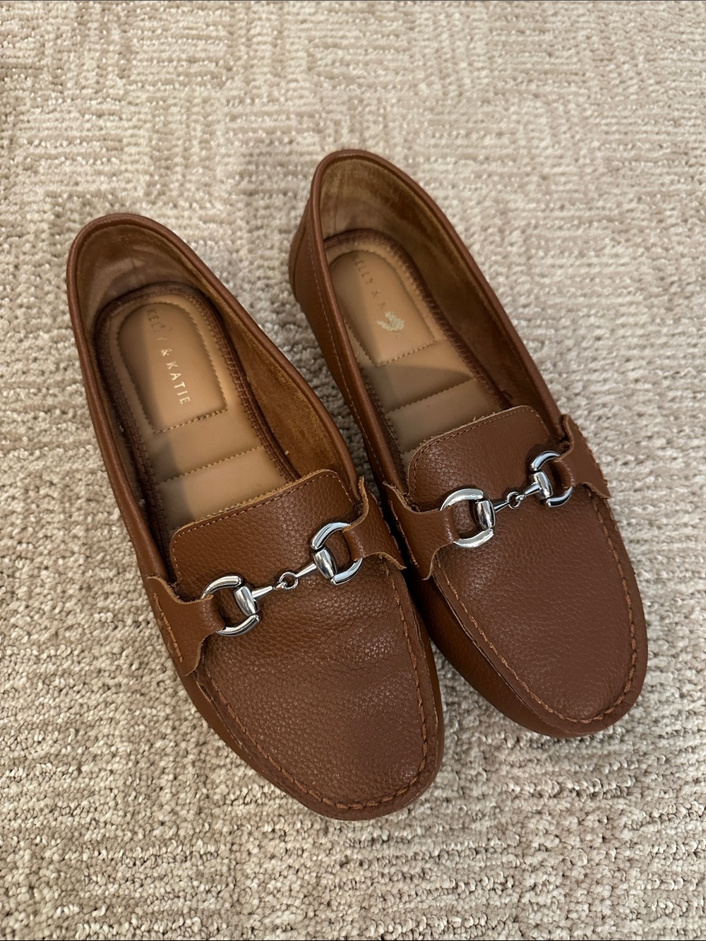 Kelly and Katie Cognac Fashion Loafers with Silver Bit size 8W